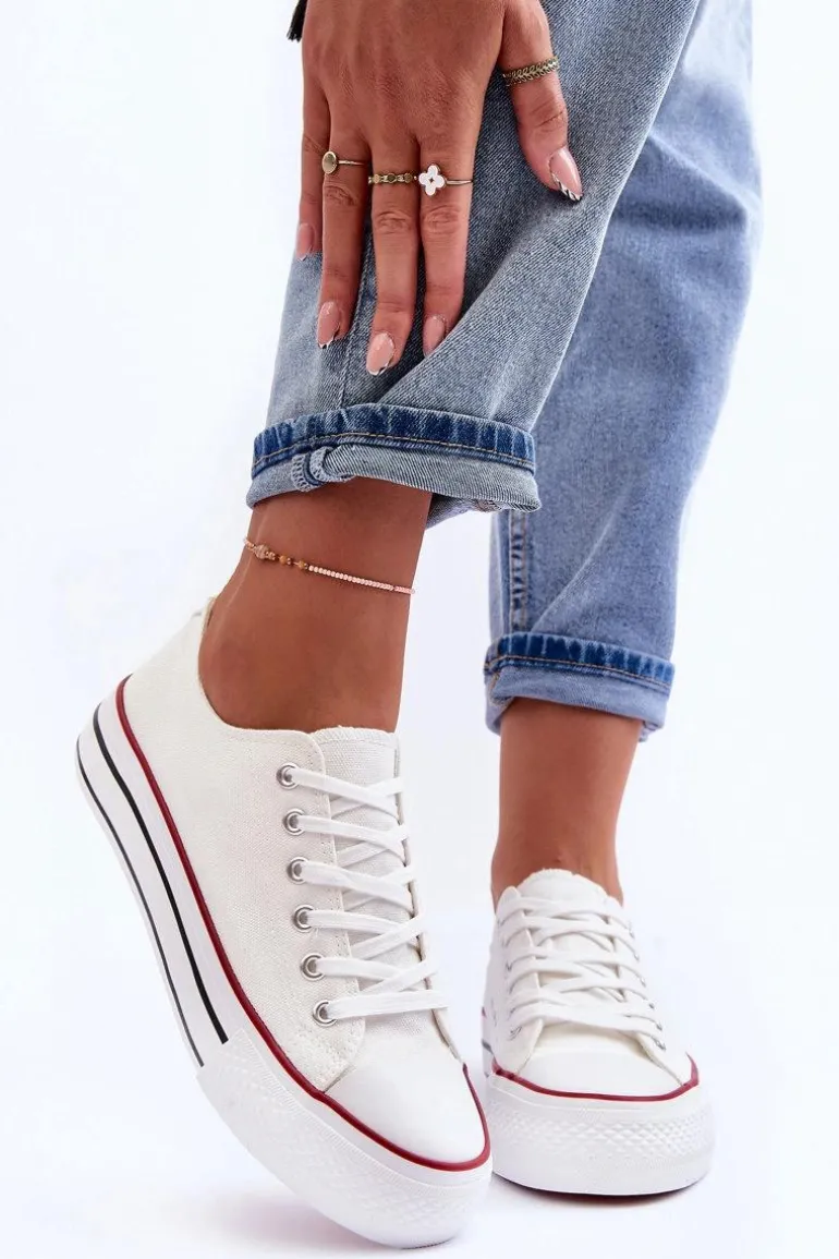 Trampki Klasyczne Niskie Na Platformie Białe Jazlyn