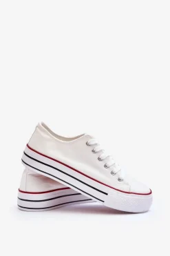 Trampki Klasyczne Niskie Na Platformie Białe Jazlyn