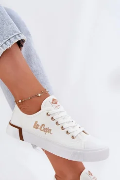 Trampki Materiałowe Damskie Lee Cooper LCW-25-31-3428L Białe