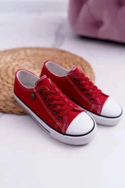 Trampki Młodzieżowe Damskie Buty Czerwone Justika