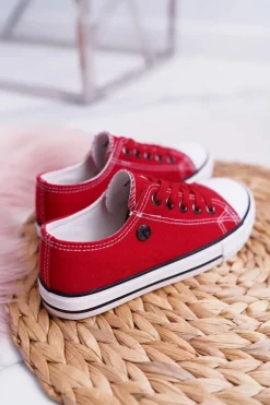 Trampki Młodzieżowe Damskie Buty Czerwone Justika