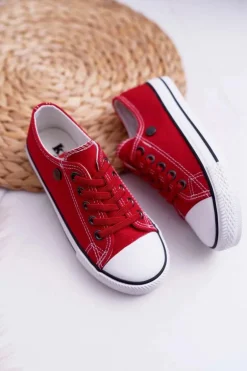 Trampki Młodzieżowe Damskie Buty Czerwone Justika