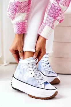 Trampki Na Platformie Niebieskie Z Efektem Tie-Dye Electric Love