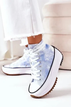 Trampki Na Platformie Niebieskie Z Efektem Tie-Dye Electric Love