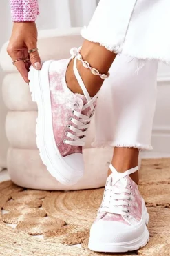 Trampki Na Platformie Różowe Z Efektem Tie-Dye Travel Time