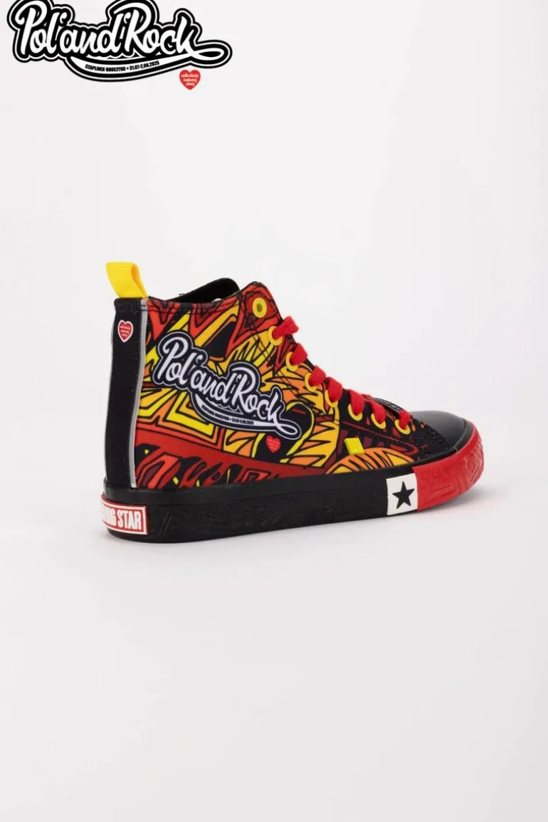 Trampki Pol'and'Rock Festival X Big Star SS174501 Czarno-Czerwone