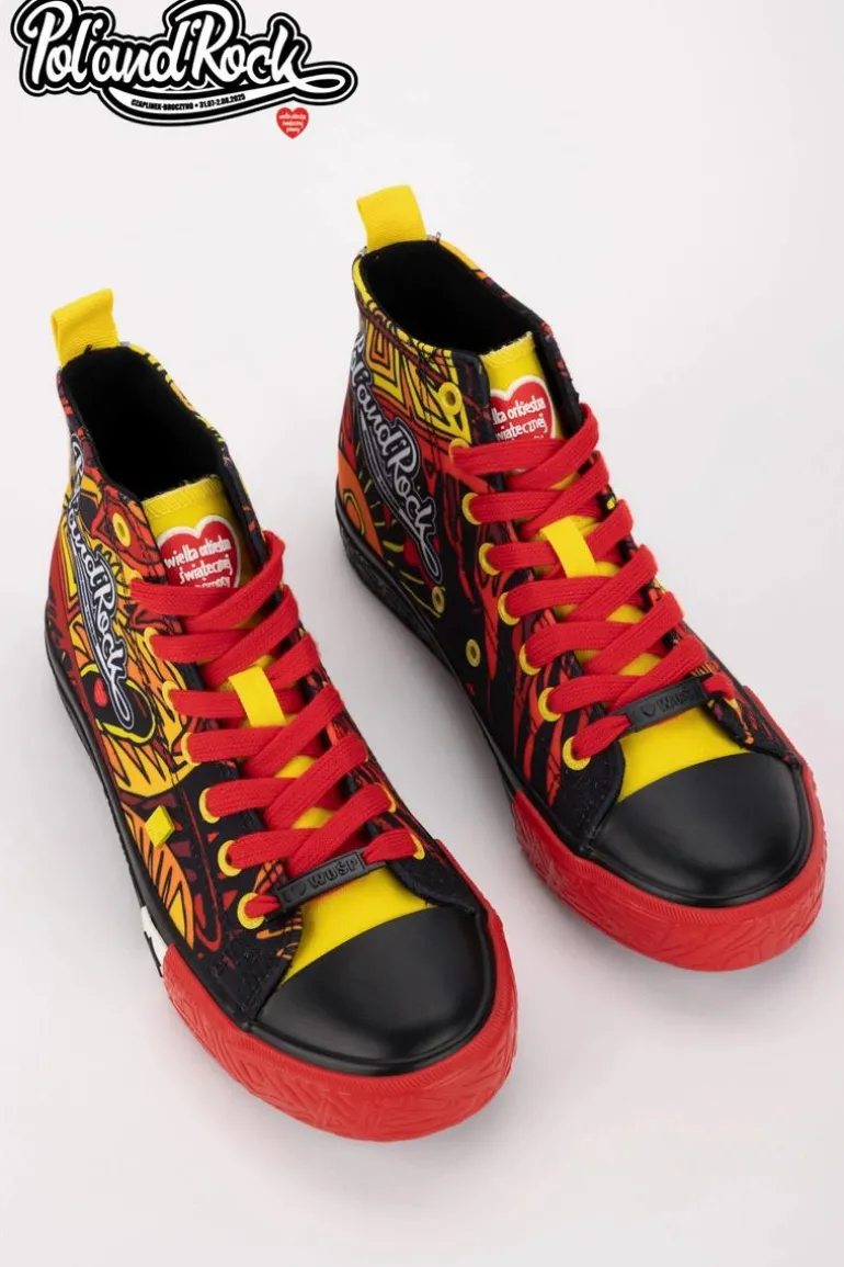 Trampki Pol'and'Rock Festival X Big Star SS174501 Czarno-Czerwone