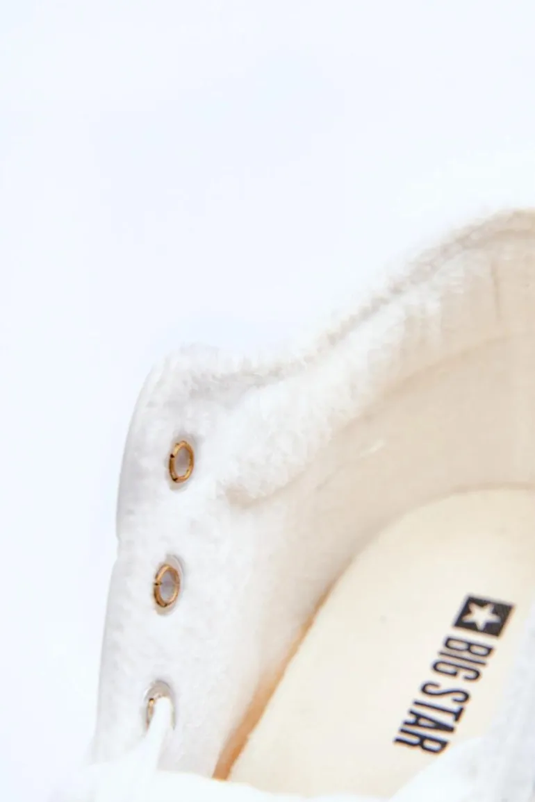 Trampki Skórzane Damskie Na Koturnie Big Star MM274002 Białe