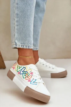 Trampki Tenisówki Damskie W Serca Białe Fonirea