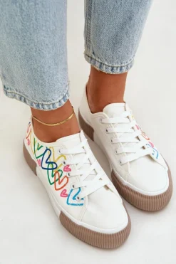 Trampki Tenisówki Damskie W Serca Białe Fonirea