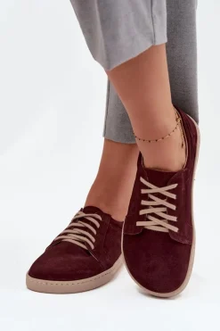 Trampki Typu Barefoot Z Naturalnego Zamszu Zazoo 314 Bordowe