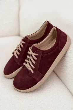 Trampki Typu Barefoot Z Naturalnego Zamszu Zazoo 314 Bordowe