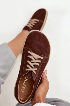 Trampki Typu Barefoot Z Naturalnego Zamszu Zazoo 314 Czekoladowe