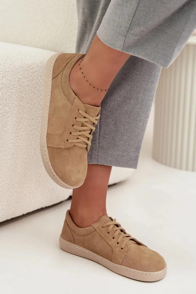 Trampki Typu Barefoot Z Naturalnego Zamszu Zazoo 314 Beżowe
