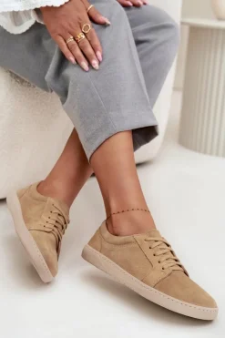 Trampki Typu Barefoot Z Naturalnego Zamszu Zazoo 314 Beżowe