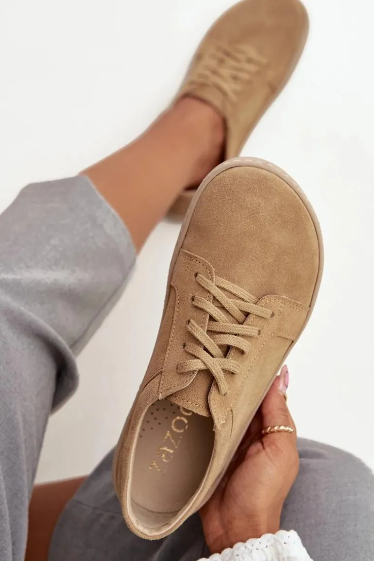Trampki Typu Barefoot Z Naturalnego Zamszu Zazoo 314 Beżowe