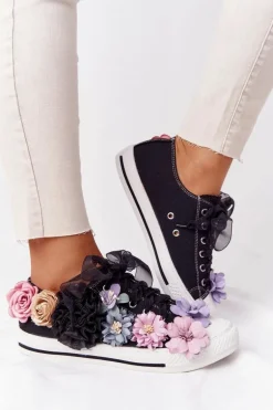 Trampki Z Kwiatam Lu Boo Czarne