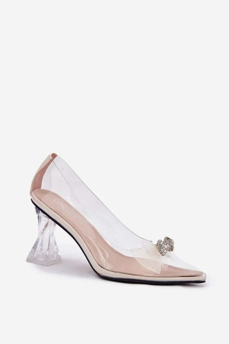 Transparentne Czółenka Z Kokardką Vinceza 62213 Beżowe
