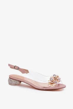 Transparentne Sandały Na Niskim Obcasie Ze Zdobieniem D&A MR51-709 Różowe