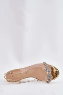 Transparentne Sandały Na Słupku D&A MR51-705 Złote