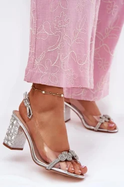 Transparentne Sandały Na Słupku D&A MR51-705 Srebrne