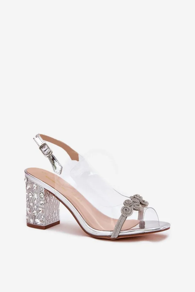 Transparentne Sandały Na Słupku D&A MR51-705 Srebrne