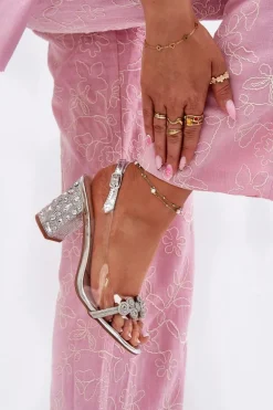 Transparentne Sandały Na Słupku D&A MR51-705 Srebrne