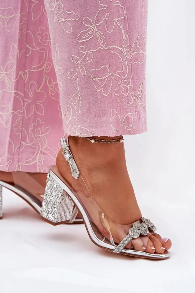 Transparentne Sandały Na Słupku D&A MR51-705 Srebrne