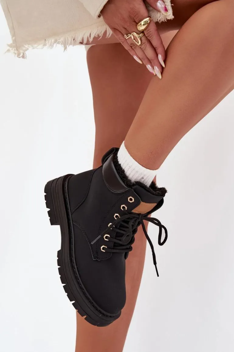 Trapery Damskie Ocieplane Futerkiem Na Zamek Czarne Tharika