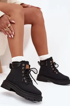 Trapery Damskie Ocieplane Futerkiem Na Zamek Czarne Tharika