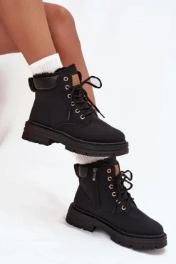 Trapery Damskie Ocieplane Futerkiem Na Zamek Czarne Tharika