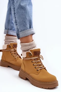 Trapery Damskie Skórzane Z Kożuchem Camel Lynnvia