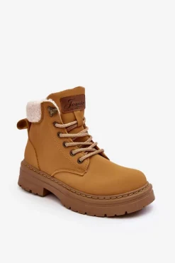 Trapery Damskie Skórzane Z Kożuchem Camel Lynnvia