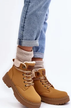 Trapery Damskie Skórzane Z Kożuchem Camel Lynnvia