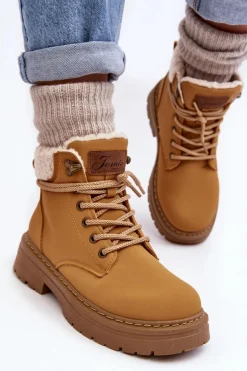 Trapery Damskie Skórzane Z Kożuchem Camel Lynnvia