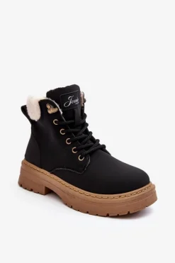 Trapery Damskie Skórzane Z Kożuchem Czarne Lynnvia