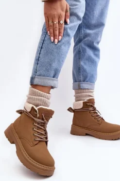 Trapery Damskie Skórzane Z Kożuchem Brązowe Lynnvia