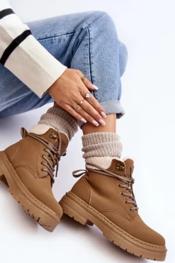 Trapery Damskie Skórzane Z Kożuchem Brązowe Lynnvia