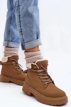 Trapery Damskie Skórzane Z Kożuchem Brązowe Lynnvia