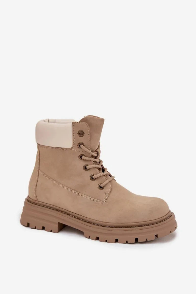 Trapery Damskie Sznurowane Beżowe Norena