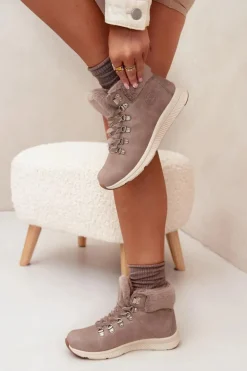 Trapery Damskie Z Futerkiem Big Star MM274487 Szare