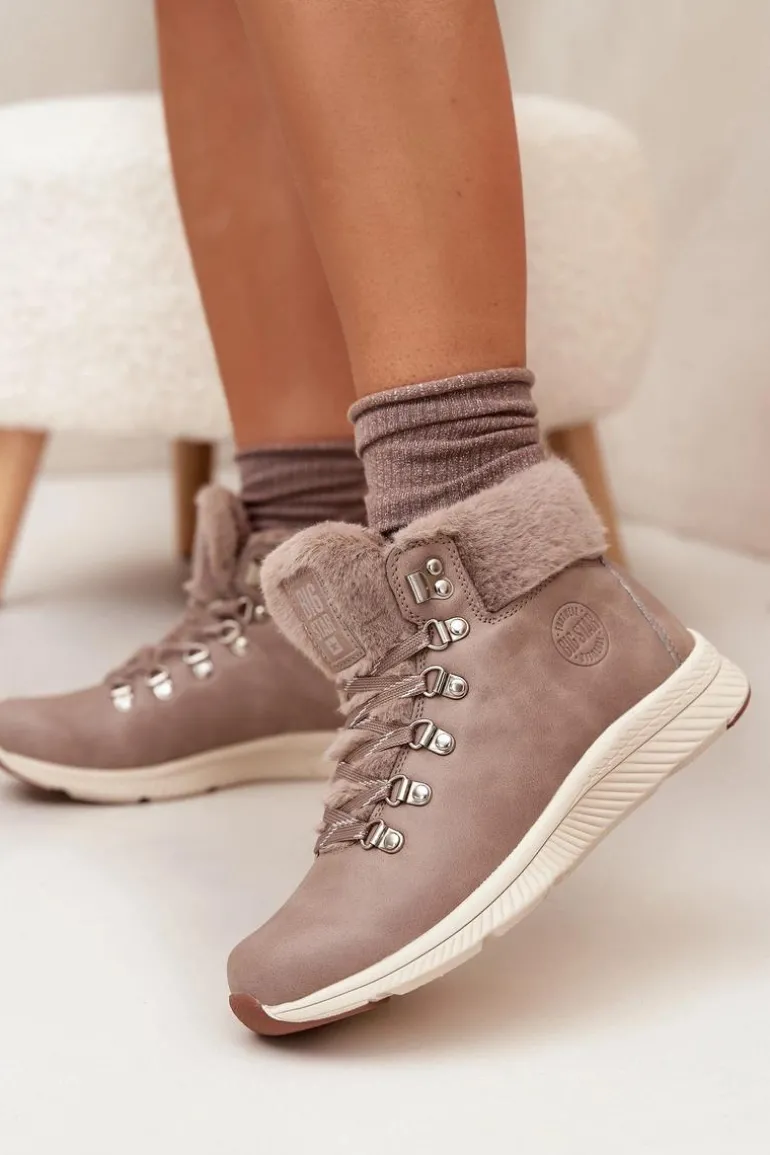 Trapery Damskie Z Futerkiem Big Star MM274487 Szare