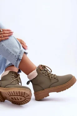 Trapery Damskie Z Kożuchem Zielone Jette