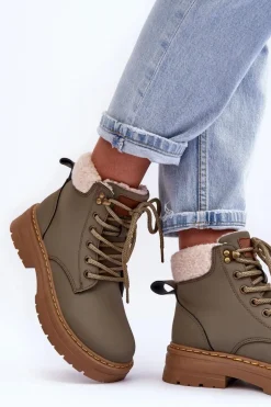 Trapery Damskie Z Kożuchem Zielone Jette