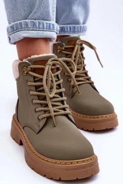 Trapery Damskie Z Kożuchem Zielone Jette