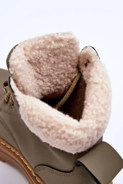 Trapery Damskie Z Kożuchem Zielone Jette