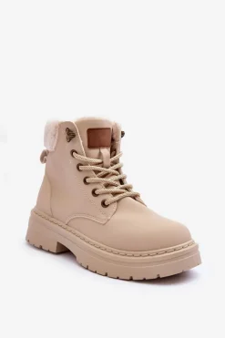 Trapery Damskie Z Kożuchem Jasnobeżowe Jette