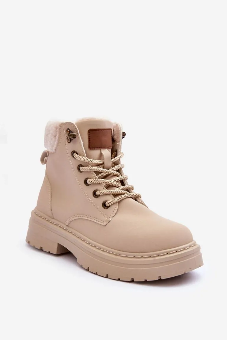 Trapery Damskie Z Kożuchem Jasnobeżowe Jette