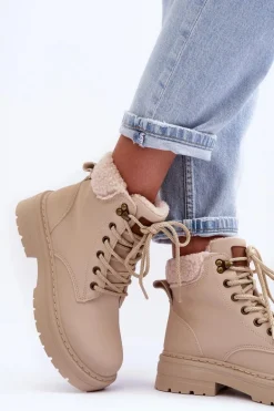 Trapery Damskie Z Kożuchem Jasnobeżowe Jette