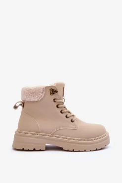 Trapery Damskie Z Kożuchem Jasnobeżowe Jette